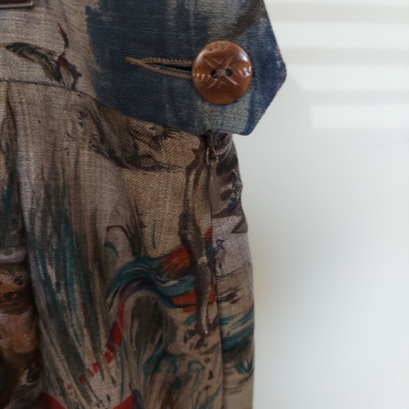 Vintage Geiger Wool Pleated Midi Skirt Nature  Animal Print Austria 42 Sz 10-12 - Picture 6 of 17